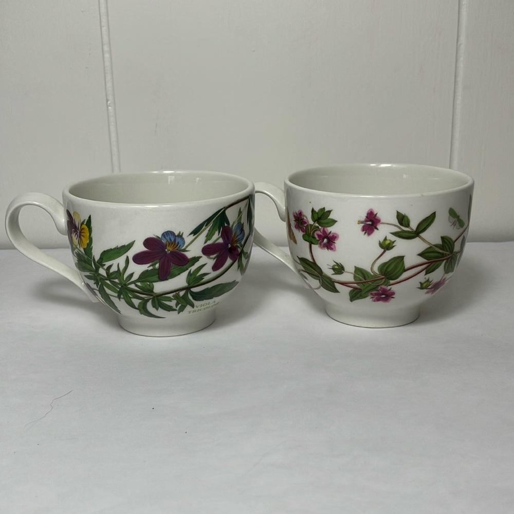 Portmeirion "Botanic Garden" Footed Cup,‎ VIOLA TRICOLOR Heartsease set of 2